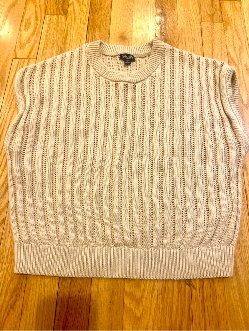 Splendid XS Beige Chunky Rib Knit Sweater Vest Sleeveless Pullover